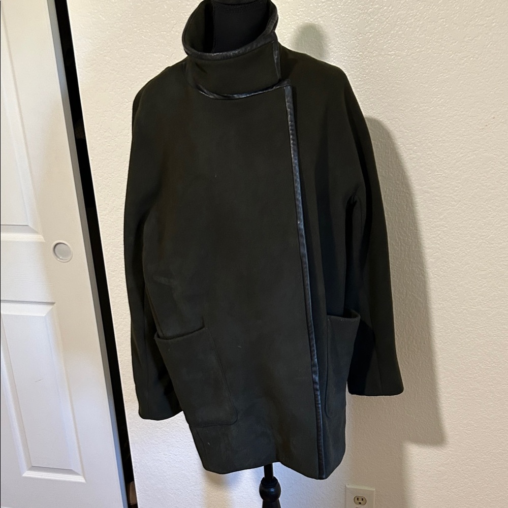 Madewell Dark Green City Grid Cocoon wool blend Coat